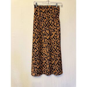 URBAN OUTFITTERS Animal Print Midi Satiny Skirt Size XS
